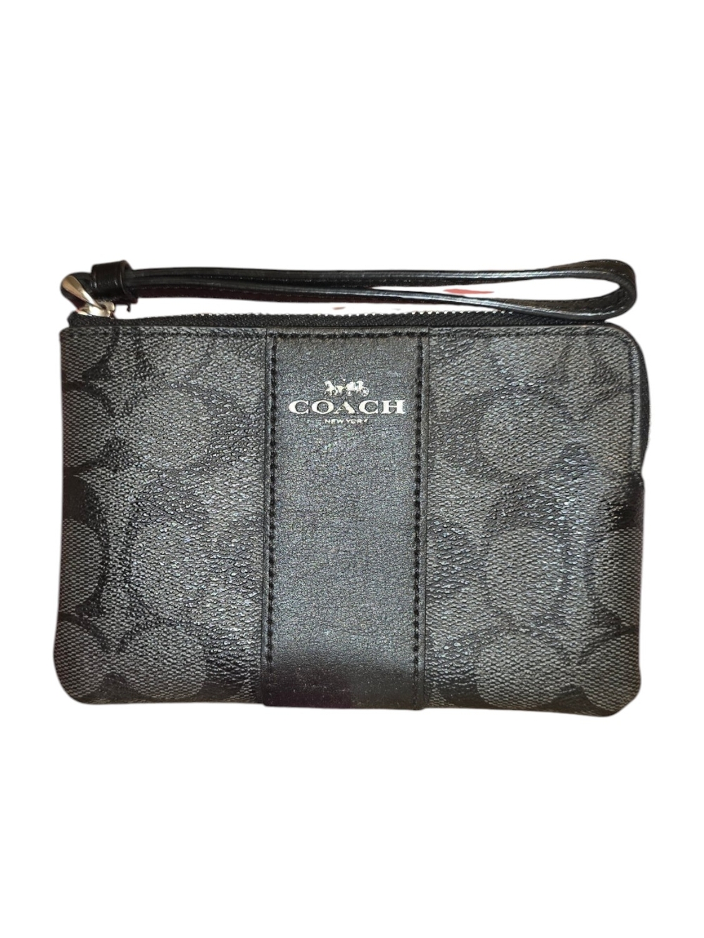 Coach Black Signature Zip Wristlet